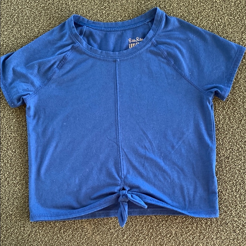 Lilly Pulitzer kids. Blue Short Sleeve Tie-Front Top